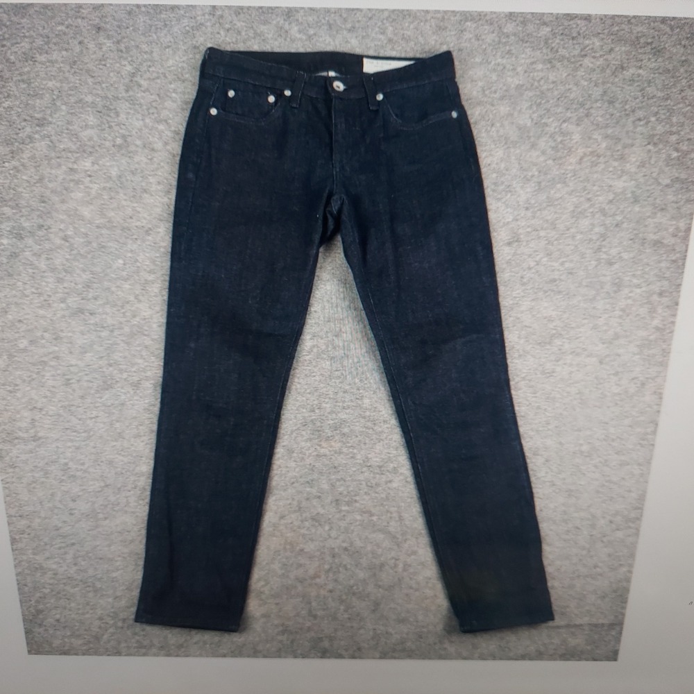 Rag & Bone Women Cotton Jeans 25 Dark Indigo Dre Low-Rise Slim Boyfriend